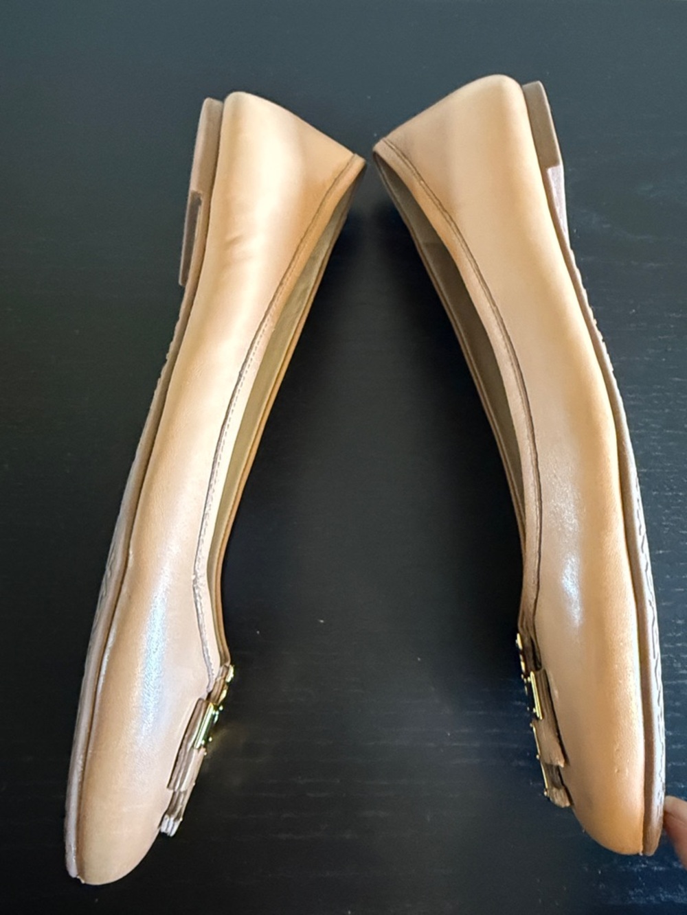 Tory Burch Women’s Lowell Logo Ballet Flat Royal Tan Leather size 10 - Picture 8 of 17